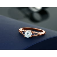 Gem Stone King 1. CT ovalno nebo Plava akvamarin plava safir 18K ruža pozlaćeni srebrni prsten