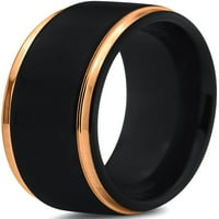 Manoukian Tungsten Vjenčani prsten za muškarce Žene crno-18k žuta pozlaćena postepena ivica polirana