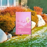 Ružičasta božićna bašta zastava dvostrana dvorišna zastava Farmhouse na otvorenom ukras za odmor ,,
