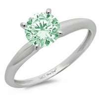2. CT sjajan okrugli rez simulirani zeleni dijamant 14k bijeli zlatni pasijans prsten sz 7.75