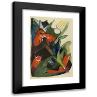 Franz Marc Black Moderni uokvireni muzejski umjetnički print pod nazivom - Četiri lisice