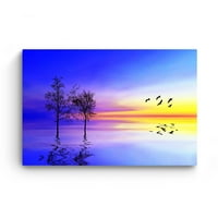 Startonight Canvas Zidna umjetnost nadrealna plava pejzažna voda, drvo i zalazak sunca Slikarstvo uokvireno