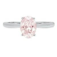 1CT ovalni rez ružičasti simulirani dijamant 14k bijelo zlato graviranje izjava bridalna godišnjica