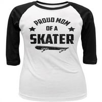 Ponosni mama skat sketeboard juniors rukav rukav Raglan majica bijeli-crni lg