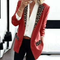 Ženska modna Leopard Blazer jakna Radna kancelarija Jakna Otvori prednji kardigan dečko blazer za posao