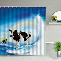 Vodena boja mleka kravlje seoska kuća za tuš za tuš set cvjetna farma životinjska slika umjetnost kupatilo