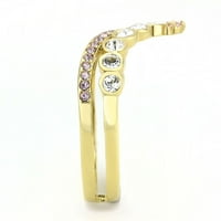 Luxe nakit dizajnira ženski jonski prsten od nehrđajućeg čelika sa rozezom CZ kamenjem - veličina (pakovanje