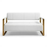 Moderna Loveseat kauč, tapacirana koža za ventilatoru 2-sjedišta sa zlatnim metalnim rukama i ekstra