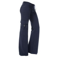 EFSTEB ženske hlače za čišćenje čvrstog boca Stretch tipka za struku Pocket teretane Tergone Yoga teretane