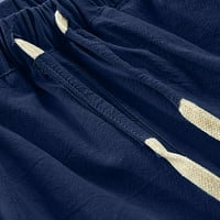 Amidoa muške pamučne linije obrezane hlače elastične struke kratke hlače u boji hlače labave pantalone