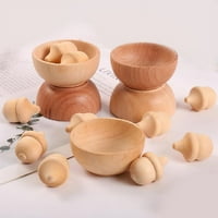 Drveni komplet za brojanje i sortiranje - nedovršeni drveni set žira i zdjelica