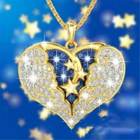 Keusen Angel Privjesak krila Ogrlica od srca Plavi krilo Zlatni dijamant Sta-Rry Privjesak ogrlice i