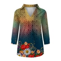 Ljetni vrhovi za žene Trendy V izrez 3 4Sleeve majica Jesenja ispiha bluza Tunička dukserica na klirensu
