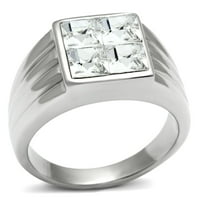Luxe nakit dizajnira muški konusni prsten od nehrđajućeg čelika sa jasnim kristalima - veličine 10
