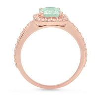 2.07ct Smaragdni rez zeleni simulirani dijamant 14k Gold Gold Anniverment Angagement Halo prsten veličine