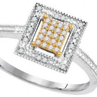 10kt bijelo zlato Žene okrugli dijamantni kvadrat žuto-tonski klaster prsten CTTW