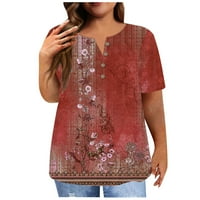 Strungten ženska majica kratkih rukava plus veličina majica cvijet od tiskanih ležerskih vrhova ljetnih