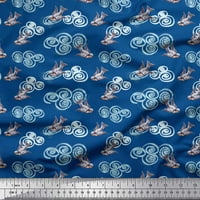 SIMOI svilene tkanine oblaci i bikovska ptica za štampanje tkanine sa širokim dvorištem
