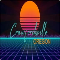 Crawfordsville Oregon Vinil Decal Stiker Retro Neon Design
