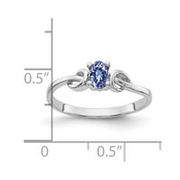 Čvrsta 14k bijelo zlato 5x ovalna tanzanite plava prosinac draginski zaručnički prsten veličine 7