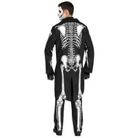 Zabavni svijet gospodin Bones skeleton odijelo muškarci kostim, jednostruka, crna bijela