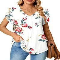 HAITE Wone majica kratki rukav ljetni vrhovi V izrez Majica Holiday Pulover DailyWer cvjetni print Tunic