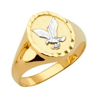 Jewels 14k žuti zlatni okrugli muški modni obljetni prsten w orao veličine 11