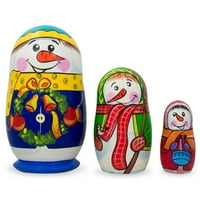 Set snjegovića porodične drvene gniježđe lutke