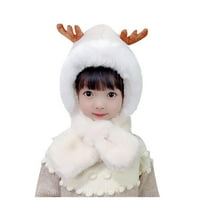 Šeširi za žene Zimska dječja šešir i šal jedan zadebljani topli plišani slatka bebine antler za zaštitu