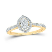 14KT ŽUTO ZLATNO MARQUISE DIAMOND HALO BRIDAL Vjenčanje za angažman prsten CTTW