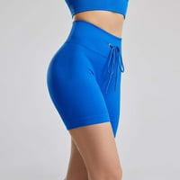 Lilgiuy ženska modna casual solidna boja visoki struk elastične joge hlače kratke hlače za teretanu