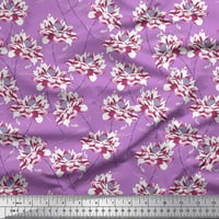 Soimoi ljubičasta satenina svilena tkanina Peony cvjetna tiskana tkanina od dvorišta široka