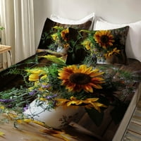 Cvjetni krevet Pokrivač 3D opremljeni list cvjetni posteljina pokrov Luksuzna prekrivača Žena muškarac