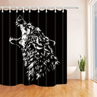 Sažetak životinje Decor Ručno nacrtano lukoviti vuk u crnom poliesteru za zavjese od tkanine, kupatilo