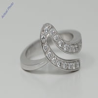 18K bijelo zlato okruglo rezano dvostruko vrpce vjenčani dijamantni prsten