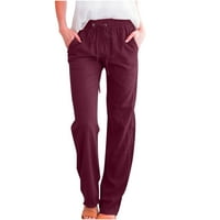 Ženske ležerne čvrste boje elastične labave hlače ravno široke pantalone za noge