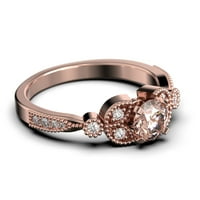 Jedinstveni boho i hipi 1. Carat Round Cut morgatit i dijamantni morski zaručni prsten, vjenčani prsten