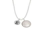 Delight nakit silvertni veliko slovo - E - šljunčani disk - u svijet vi ste ogrlica od majke