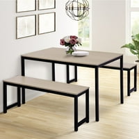 Moderan 3-komadni kuhinjski stol za trpezarije sa 2 klupa crna