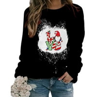Duks duks za žene za žene Božić gnome tiskane ljubavne grafičke majice pulover izbijeljene prehrambene