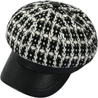 Cocopeuzunts Women Pleaid Tweed Newboy Hat Bakerboy Hat Beret Cap FIDDLER kapa za zimu