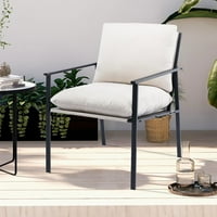 Metalna lanena fotelja okvira, moderna akcentna stolica sa debelim podstavljenim badrom i jastukom za