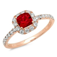 1. CT sjajna princeza Clear Simulirani dijamant 18k Rose Gold Halo Solitaire sa Accenting prstenom SZ