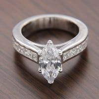 2. CT Princess Cut & Center Marquise Oblik simulirani dijamant 14K čvrsti bijeli zlatni pasijan za vjenčani