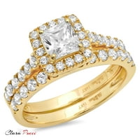 2. CT Princess Cut originalni kultivirani dijamant VS1-VS I-J 18K Yellow Gold Halo Angagement Wedding