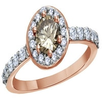 Ručni prsten za uključivanje na prirodni dijamantski okvir i bijeli prirodni okvir u 14K ružičastog