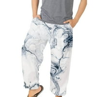 Muške ležerne ljetne hlače Slim Fit Tropical Print Elastični struk pune dužine pantalone modna plaža