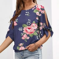 Ženska bluza Otvoreni rukav O-izrez Modni tiskani kratki rukav Majica Trendy Leisure Streetwear DailyEwer