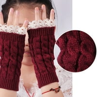 Biplut Winter Women Modna čipka obrezuje pletene rukavice bez rukava