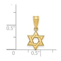 Čvrsta 14K žuta zlatna zvijezda David Lucky Jevrejski privjesak šarm